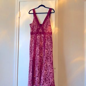 Anthropologie burgundy and mauve lace dress